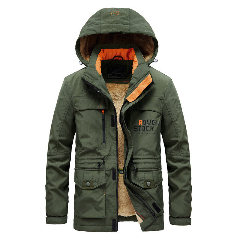 Men's expedition parka with teddy lining, removable hood, and zippered chest pocket Chichicherry