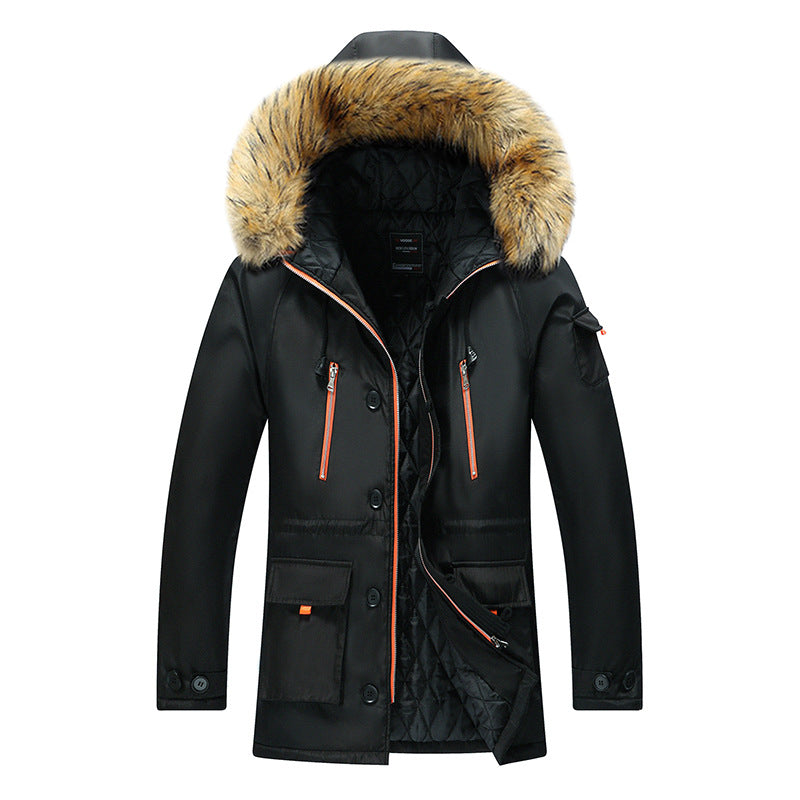 Men's winter parka with removable hood and faux fur trim Chichicherry