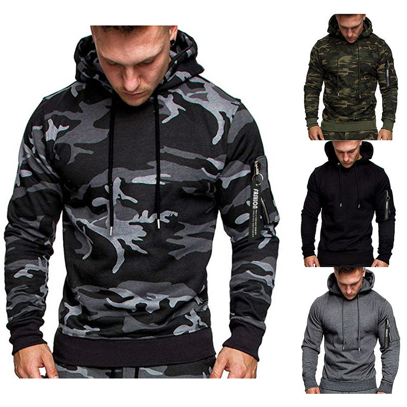 Men's Slim-Fit Hoodie with Arm Pocket and Zip Detail Chichicherry