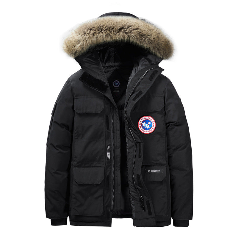 Men's warmer down parka with removable hood and multiple utility pockets Chichicherry