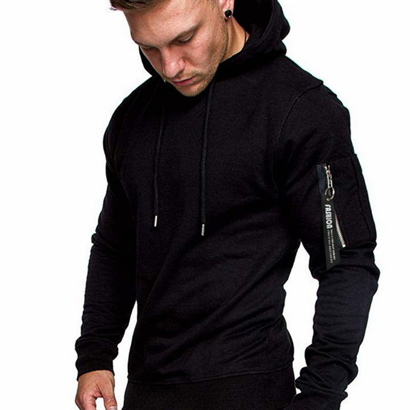 Men's Slim-Fit Hoodie with Arm Pocket and Zip Detail Chichicherry
