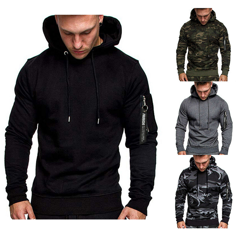 Men's Slim-Fit Hoodie with Arm Pocket and Zip Detail Chichicherry
