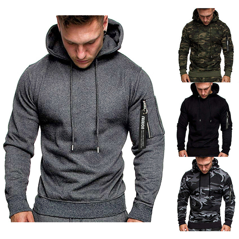 Men's Slim-Fit Hoodie with Arm Pocket and Zip Detail Chichicherry