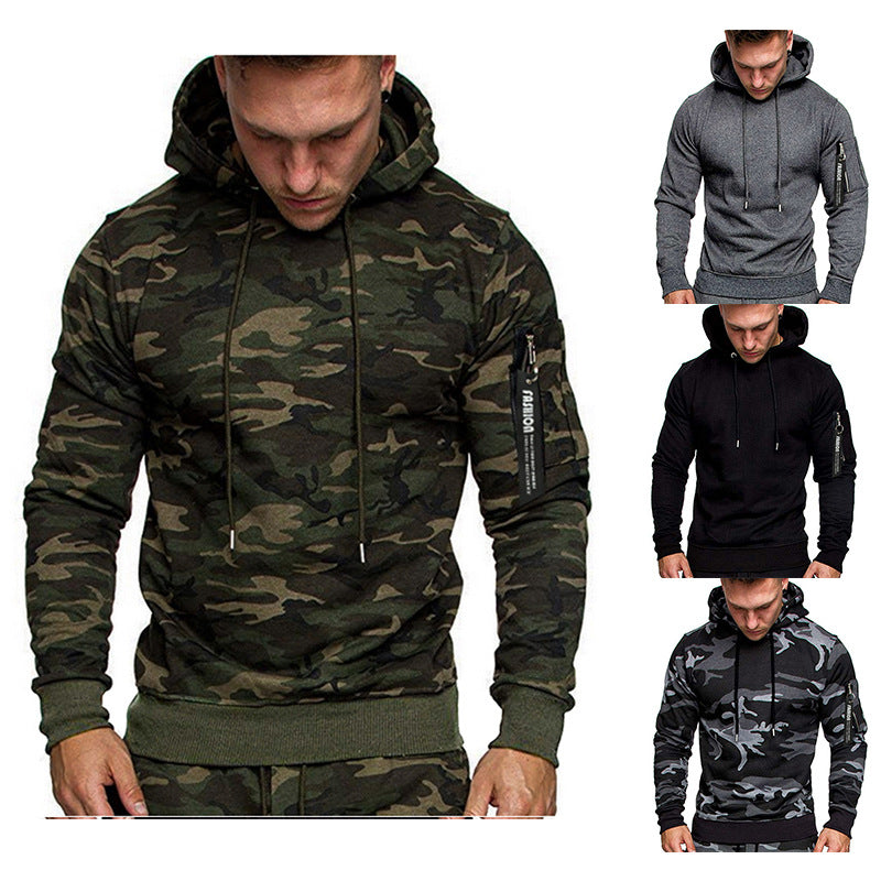 Men's Slim-Fit Hoodie with Arm Pocket and Zip Detail Chichicherry