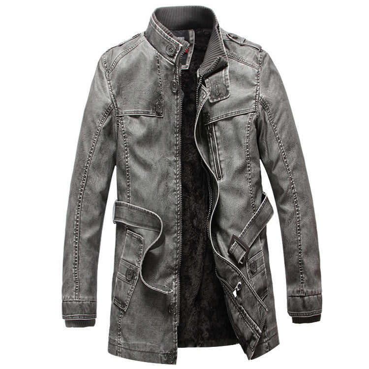 Men's Thermal Denim Parka with Sherpa Lining, High Collar and Multifunctional Pockets Chichicherry