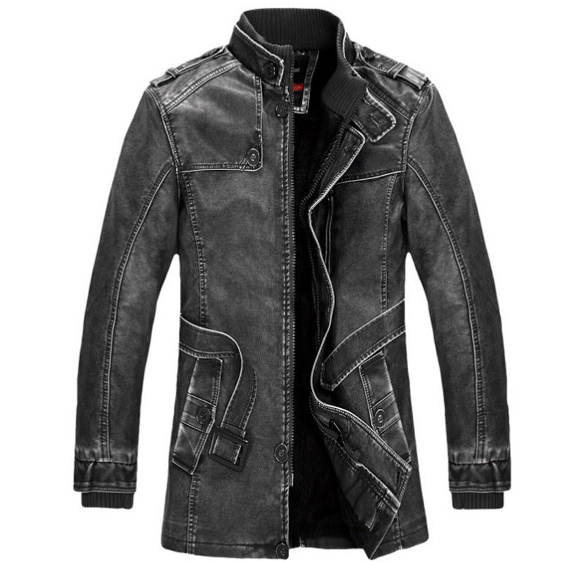 Men's Thermal Denim Parka with Sherpa Lining, High Collar and Multifunctional Pockets Chichicherry