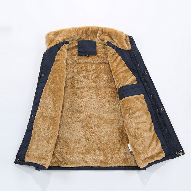 Men's Padded Quilted Vest with Teddy Lining, High Stand Collar and Multi-Pockets Chichicherry