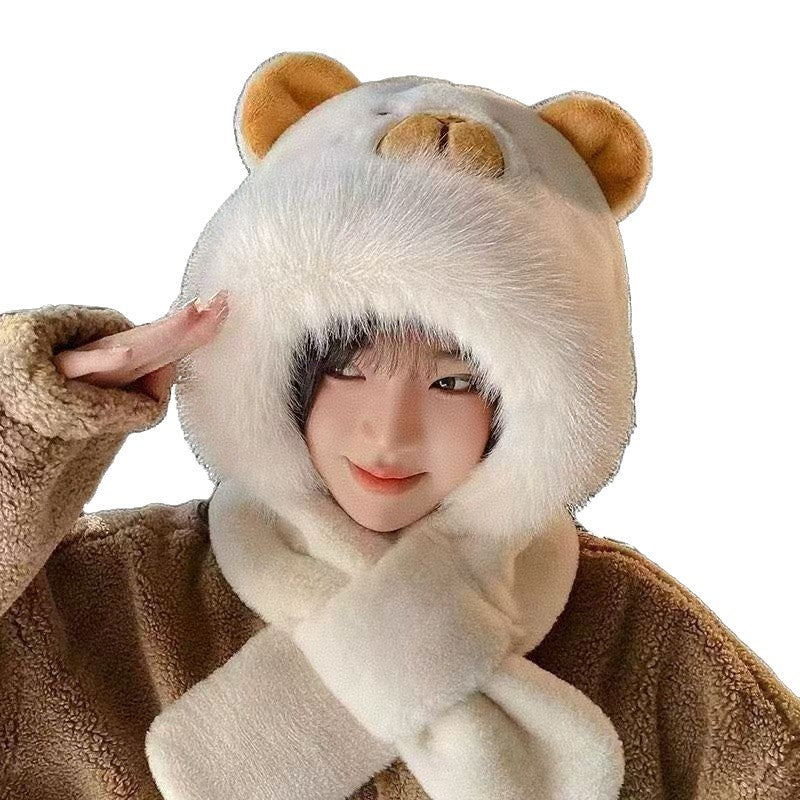 Plush set: Hooded hat and scarf