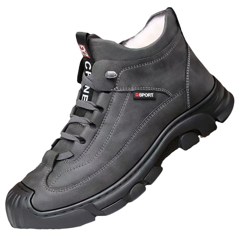 Padded men's boots, synthetic leather, non-slip, winter