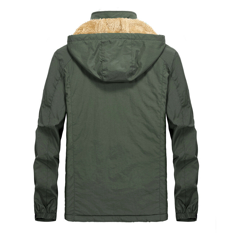 Men's Utility Hooded Jacket with Full Zip and Warm Faux Fur Lining Chichicherry