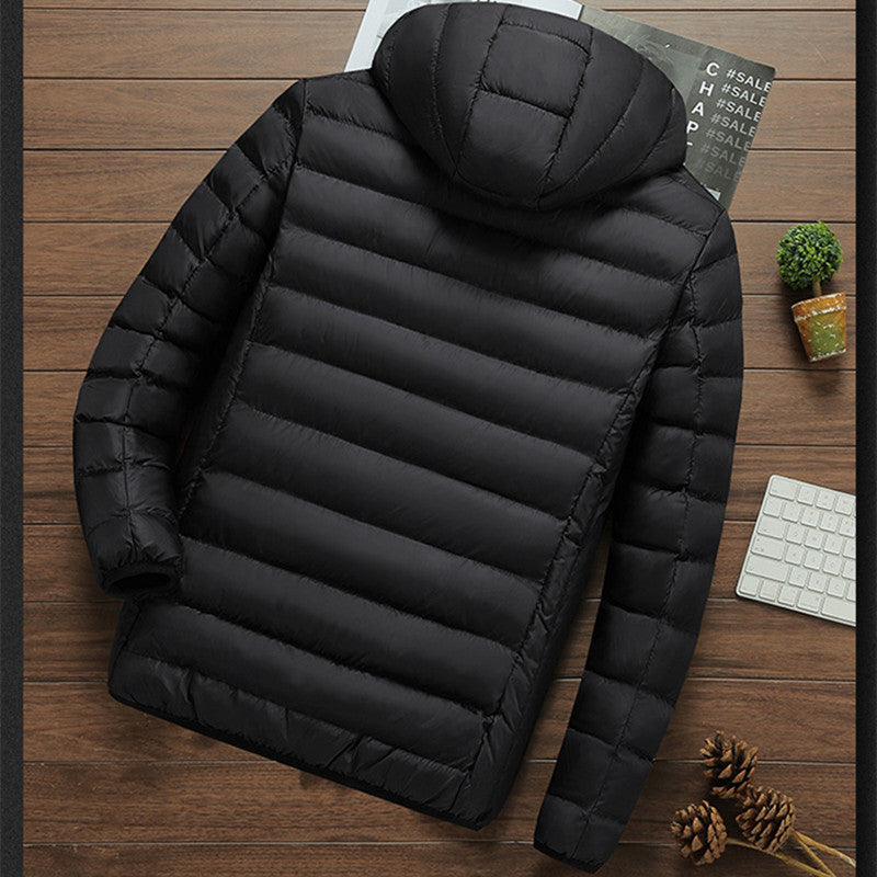 Men's Lightweight Quilted Hooded Jacket with Thermal Lining and Zipper Pockets Chichicherry