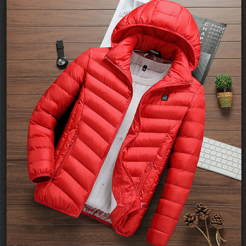 Men's Lightweight Quilted Hooded Jacket with Thermal Lining and Zipper Pockets Chichicherry