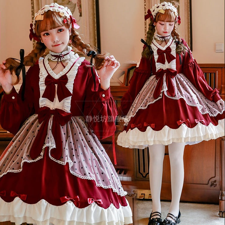 Women's Lolita dress with fancy ruffle details and bows Chichicherry