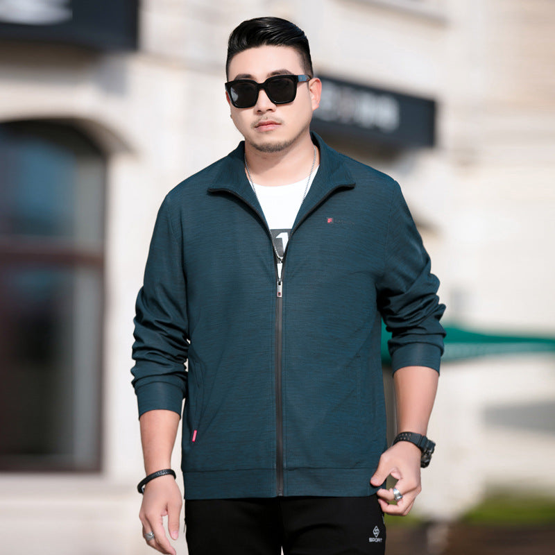 Men's Lightweight Casual Jacket with Zipper and Stand Collar Chichicherry