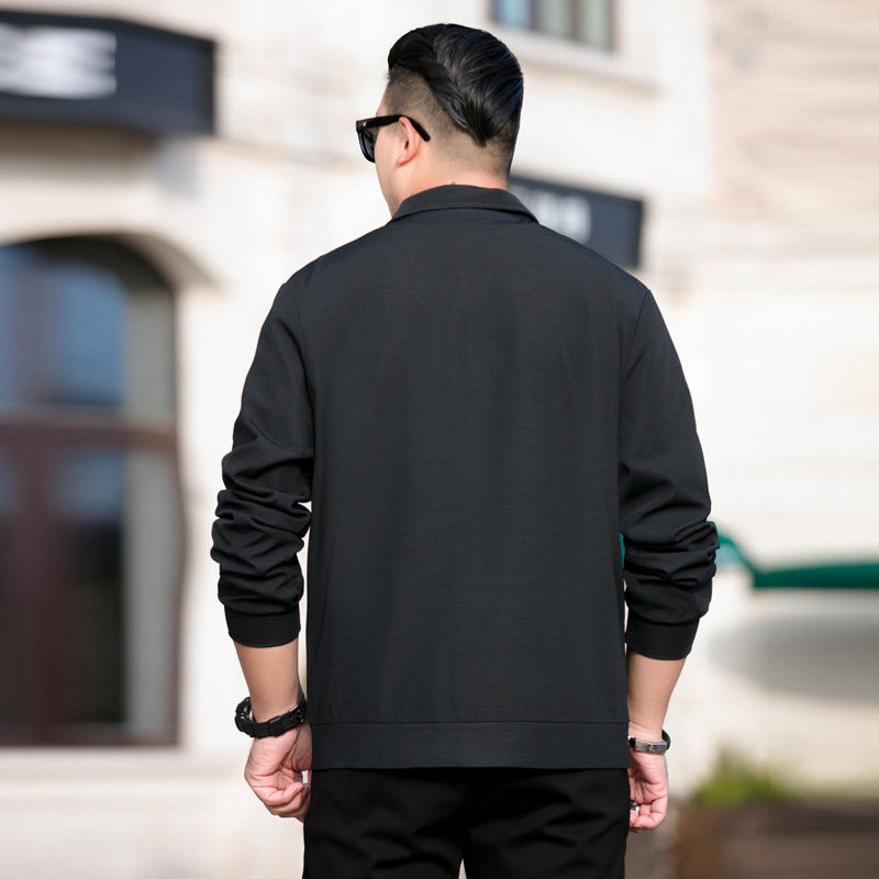 Men's Lightweight Casual Jacket with Zipper and Stand Collar Chichicherry