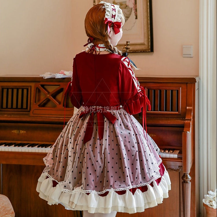 Women's Lolita dress with fancy ruffle details and bows Chichicherry
