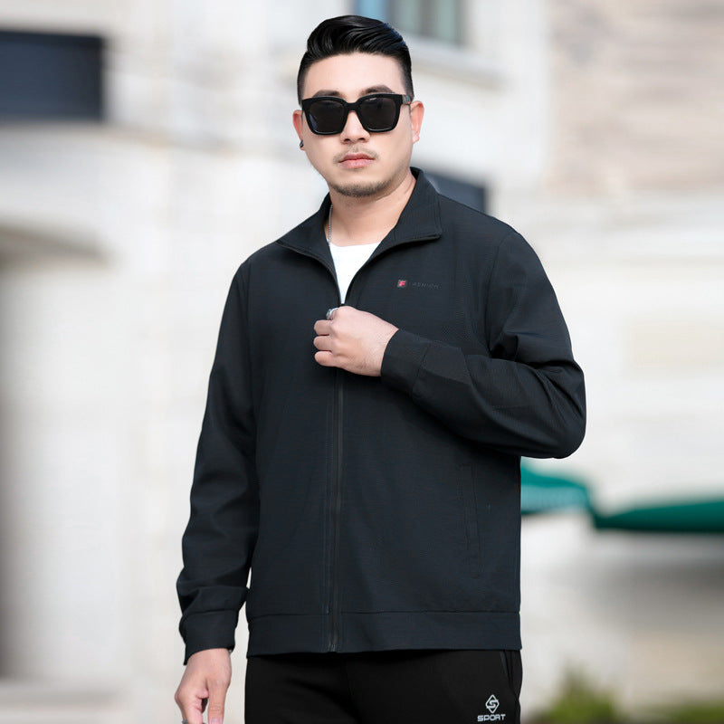 Men's Lightweight Casual Jacket with Zipper and Stand Collar Chichicherry