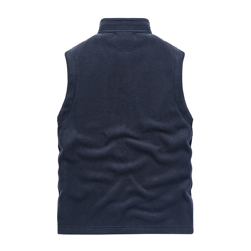 Men's Fleece Utility Vest with Full Zip, Stand Collar and Zip Pockets Chichicherry