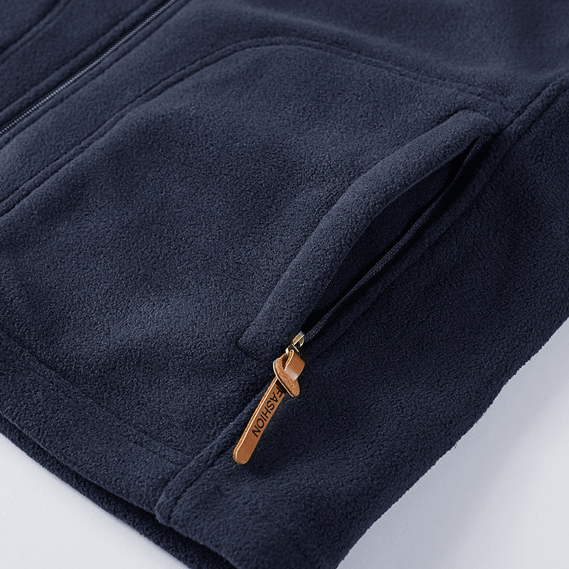 Men's Fleece Utility Vest with Full Zip, Stand Collar and Zip Pockets Chichicherry