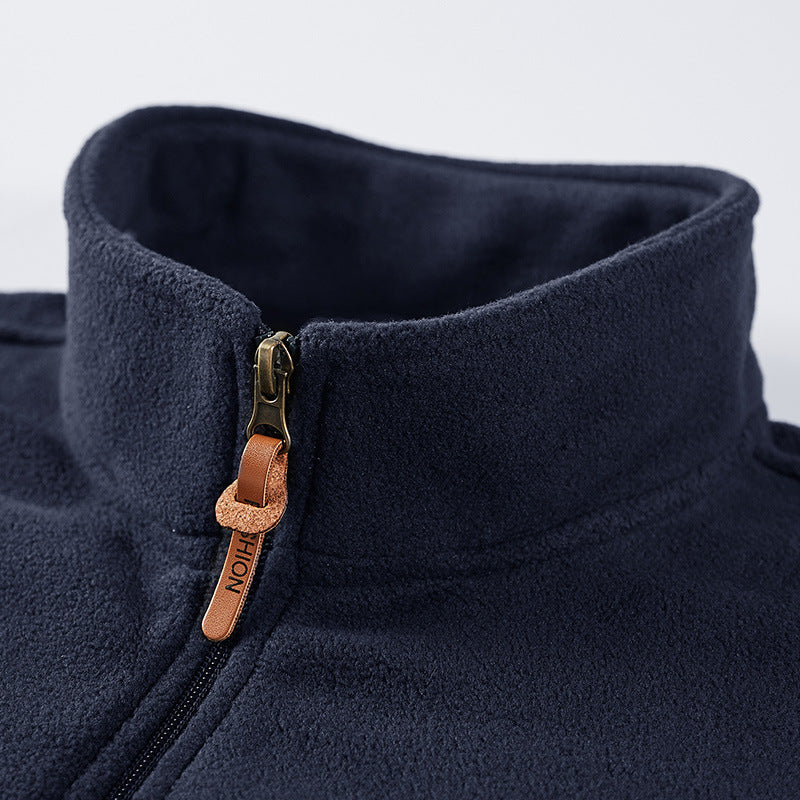Men's Fleece Utility Vest with Full Zip, Stand Collar and Zip Pockets Chichicherry
