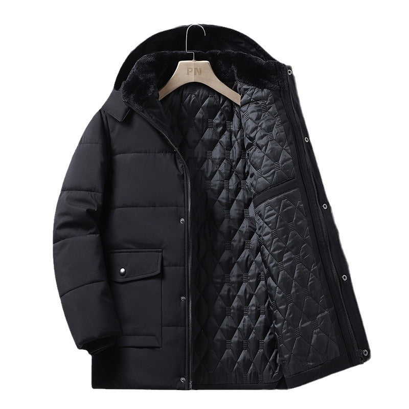 Padded winter jacket for men, detachable hood