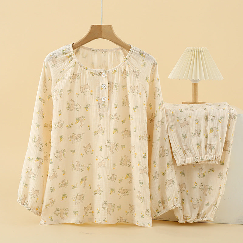 Ladies' Pajama Set, 100% Cotton, long-sleeved, sweet design