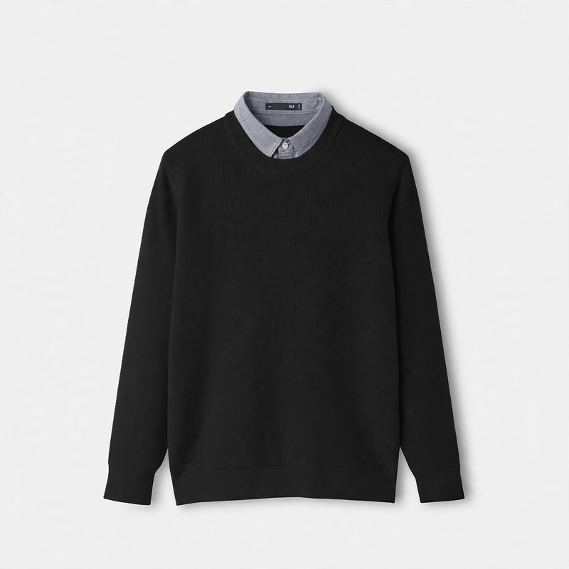 Men's Knit Sweater, Polo Collar, Half Zipper