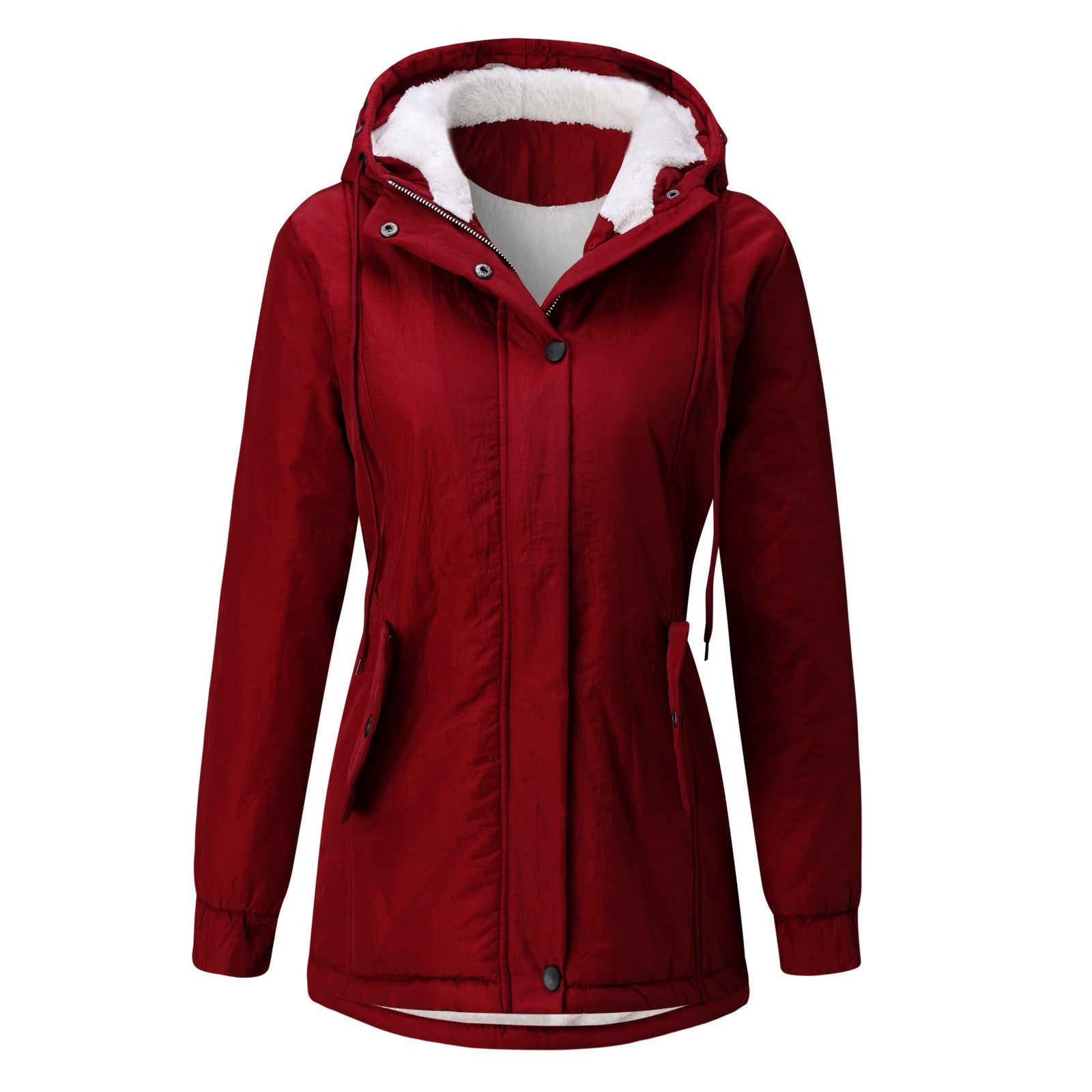 Women's parka with hood and lambskin lining