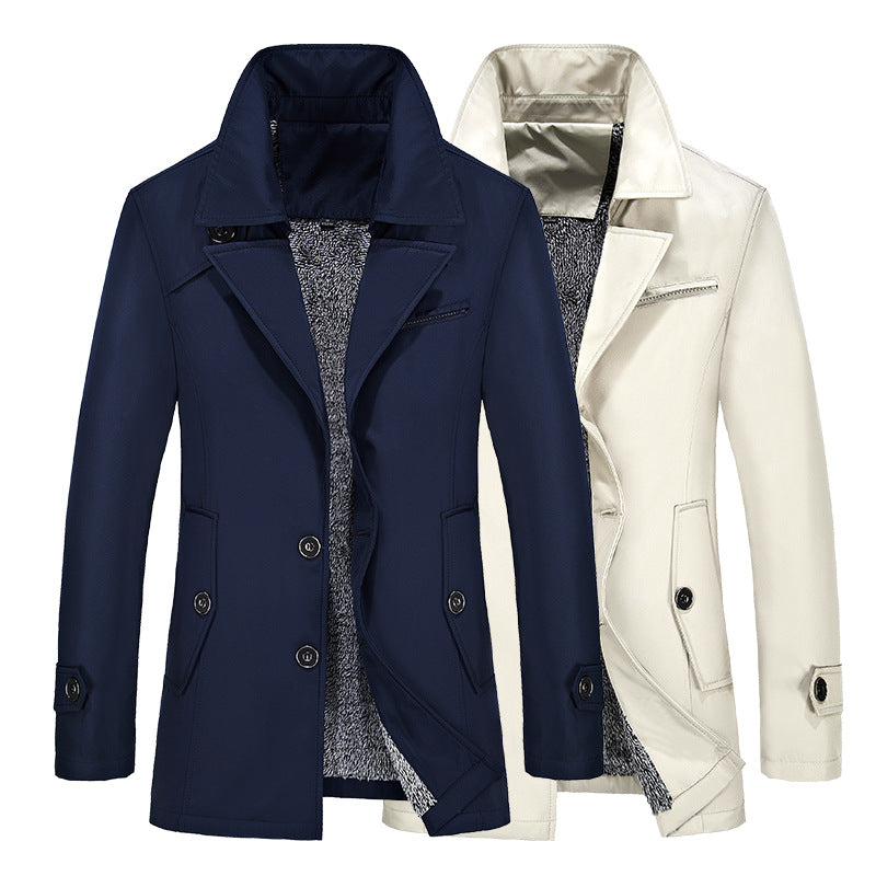 Men's short coat with teddy lining, lapel collar, and side pockets Chichicherry