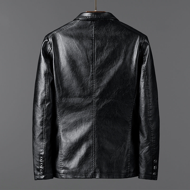 Men's leather look blazer jacket in blazer cut with lapel collar and patch pockets Chichicherry