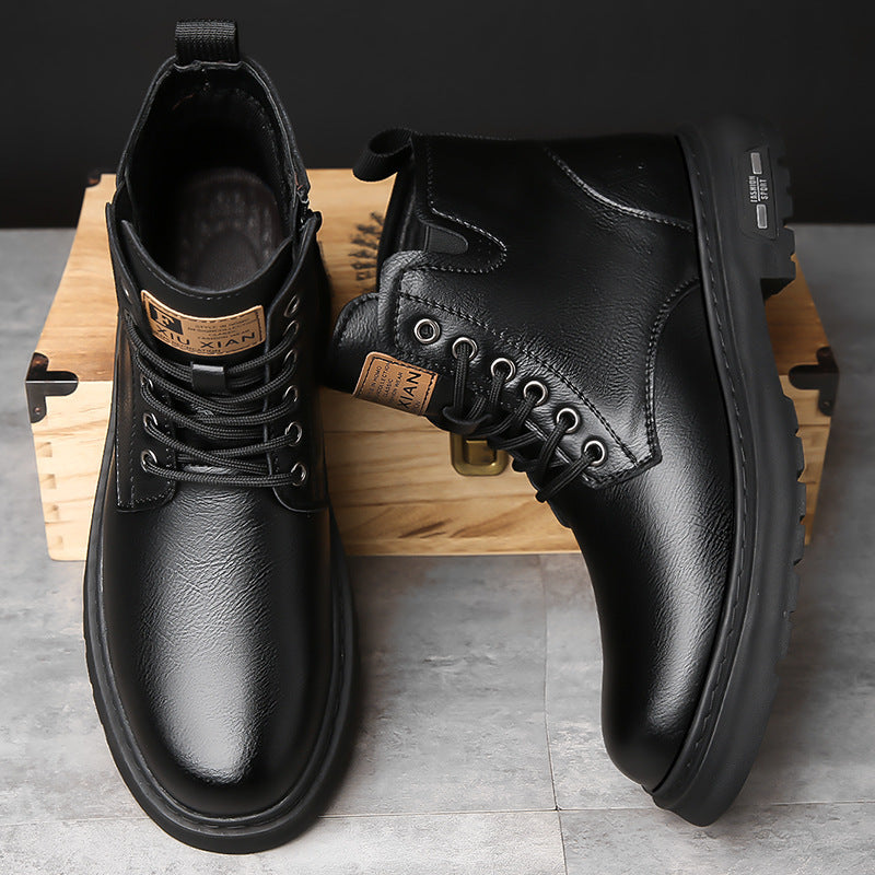 Padded Men's Boots, High-Top, British Style