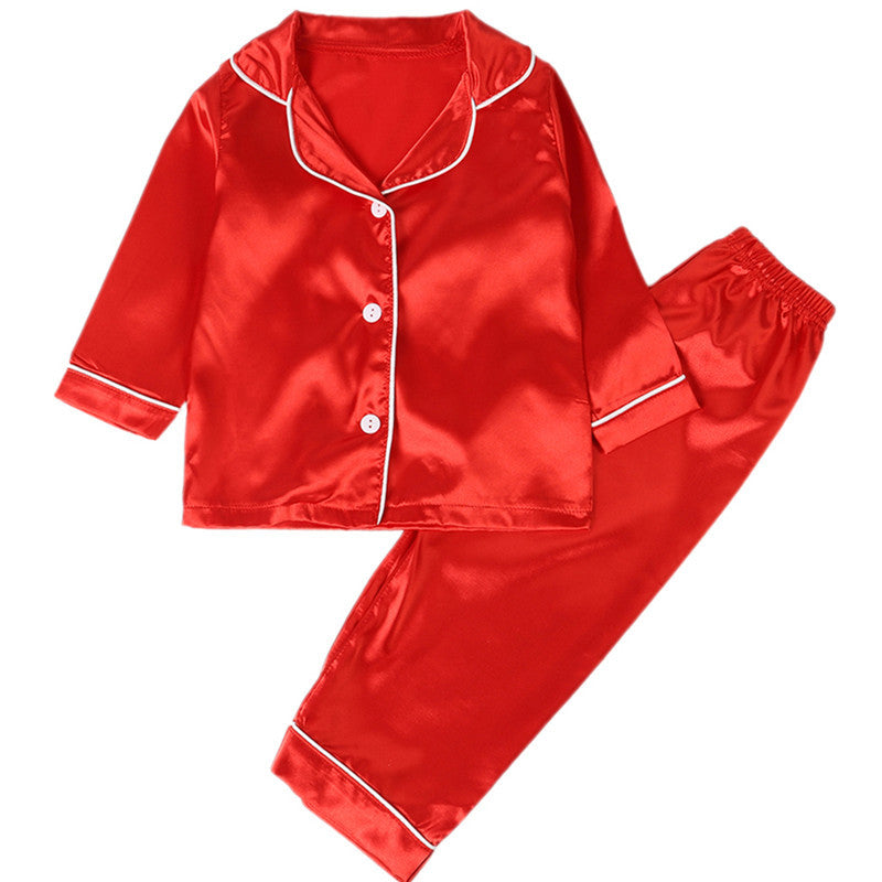 Children's Pajamas made of Ice Silk, Long Sleeved, Christmas-themed