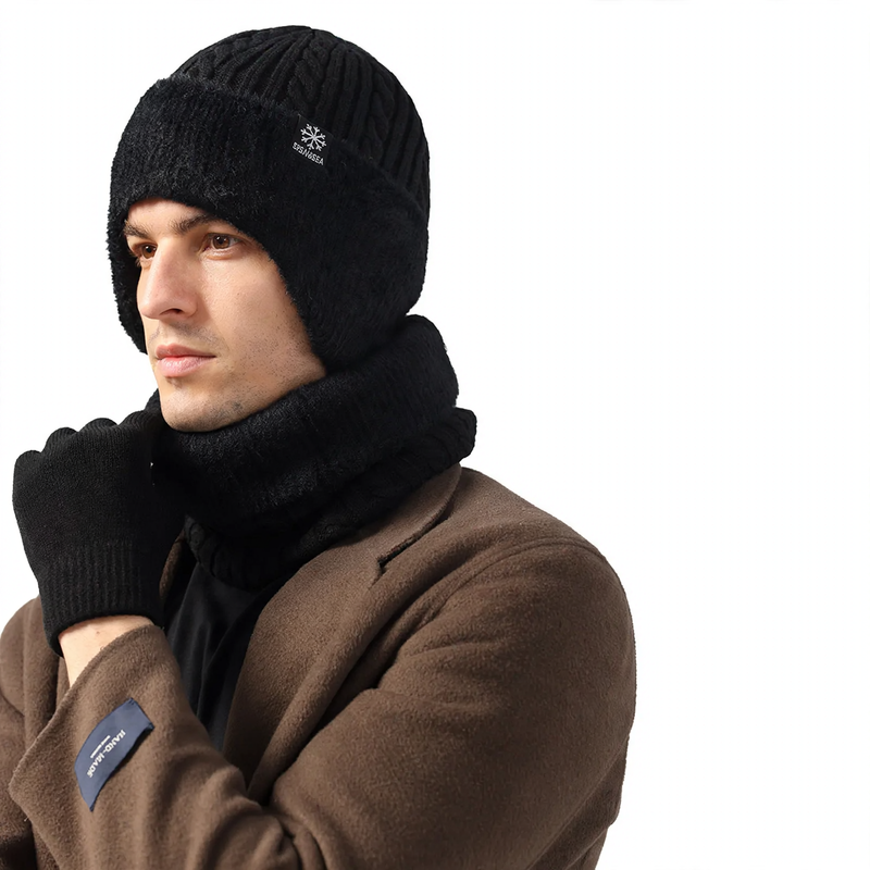 Winter Set: Knitted hat and scarf, lined