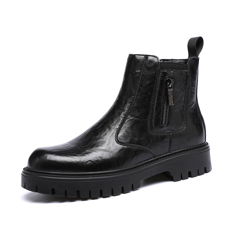 Modern men's ankle boots with platform sole