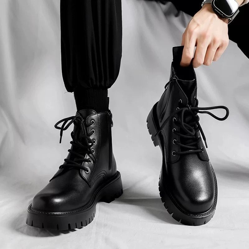 Men's winter boots with zipper, lined