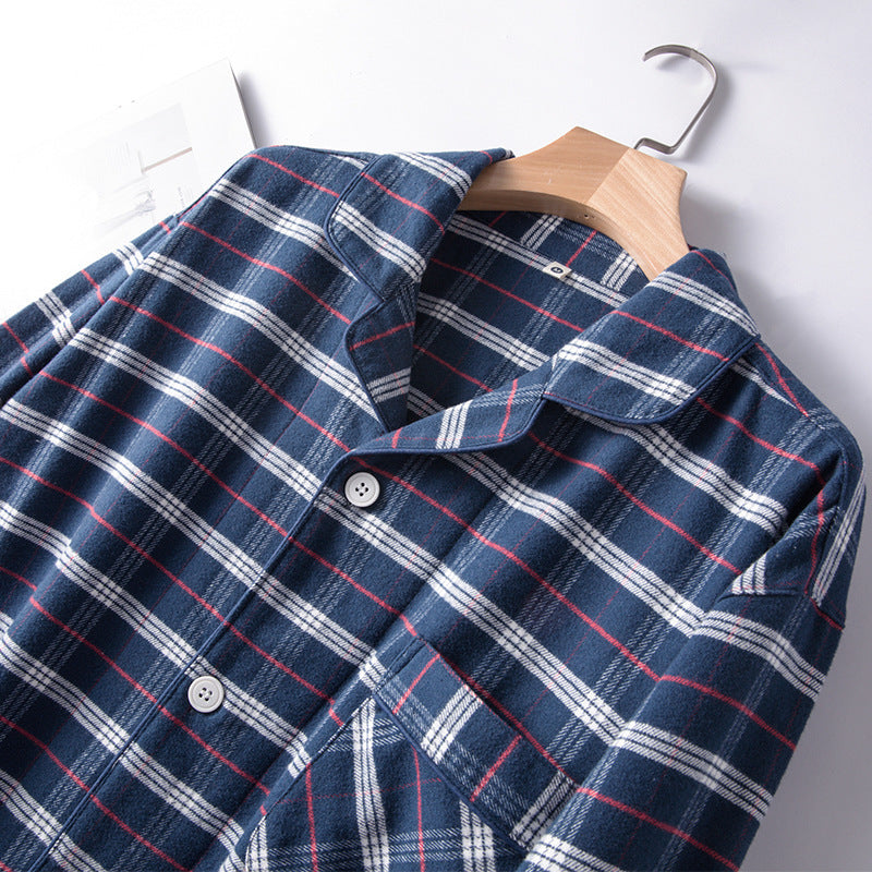 Cotton pajamas for men, brushed, checked