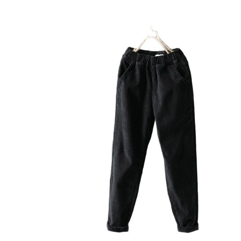 Women's corduroy trousers, loose fit, lined