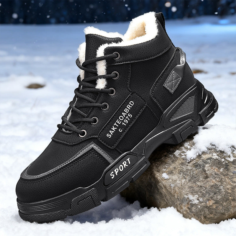 Padded men's winter boots, slip-resistant and warm