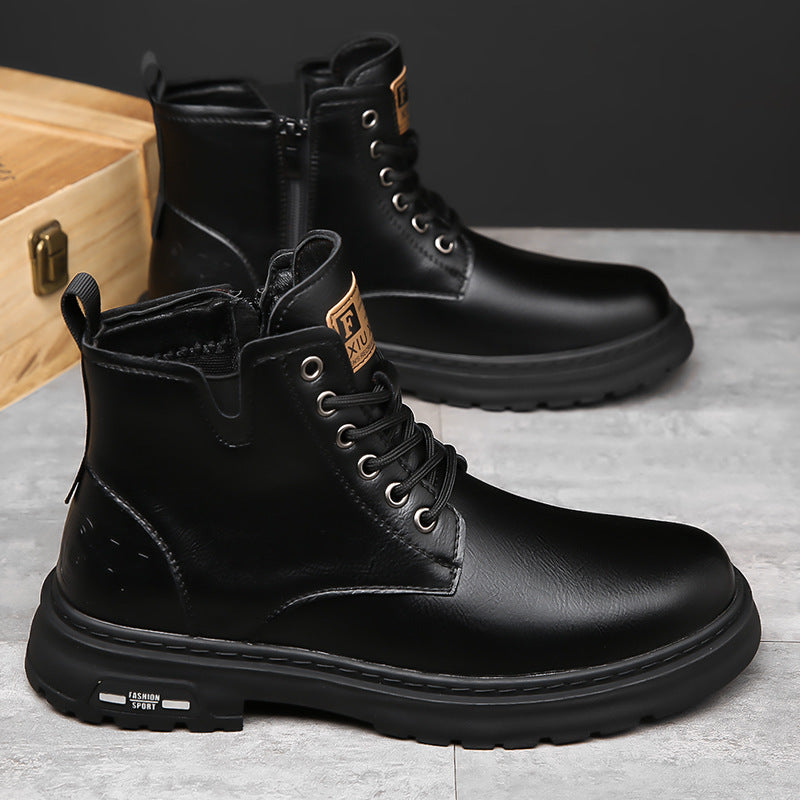Padded Men's Boots, High-Top, British Style