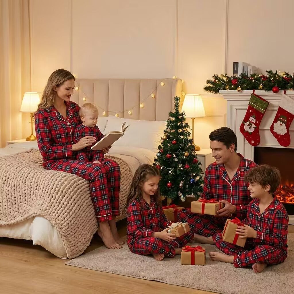 Luxurious Family Pajama Set with Collar