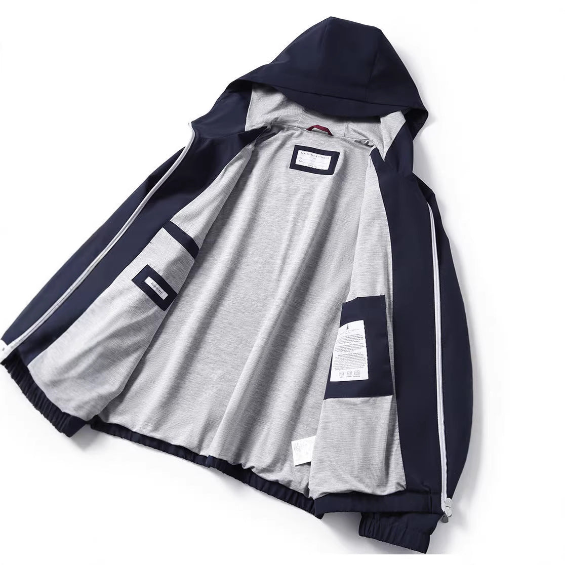 Elegant men's hoodie, wool and silk