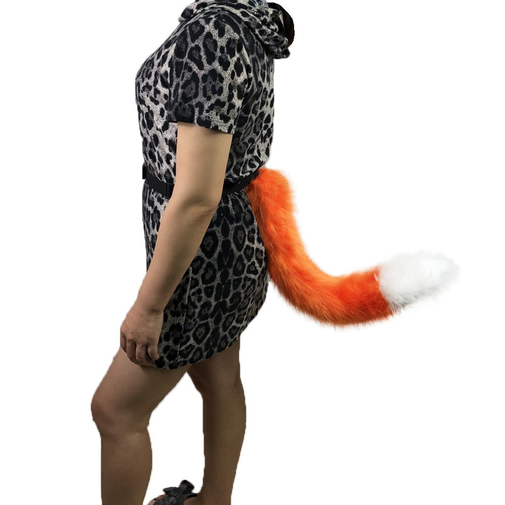 Women Removable Fluffy Faux-Fur Tail with Adjustable Attachment Belt Chichicherry