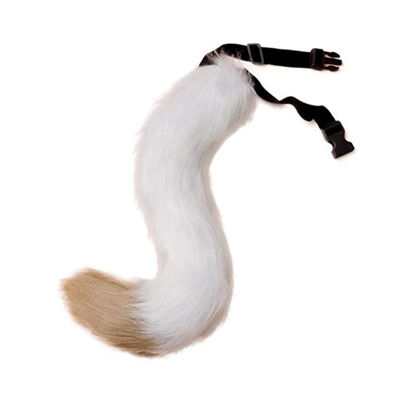 Women Removable Fluffy Faux-Fur Tail with Adjustable Attachment Belt Chichicherry
