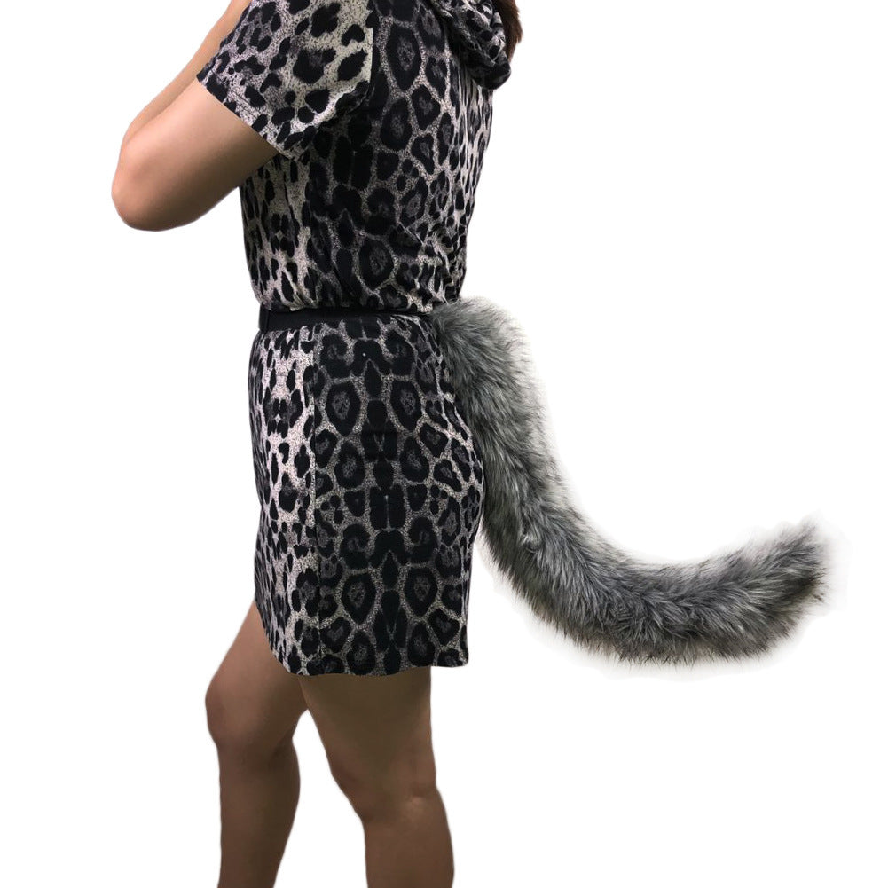 Women Removable Fluffy Faux-Fur Tail with Adjustable Attachment Belt Chichicherry
