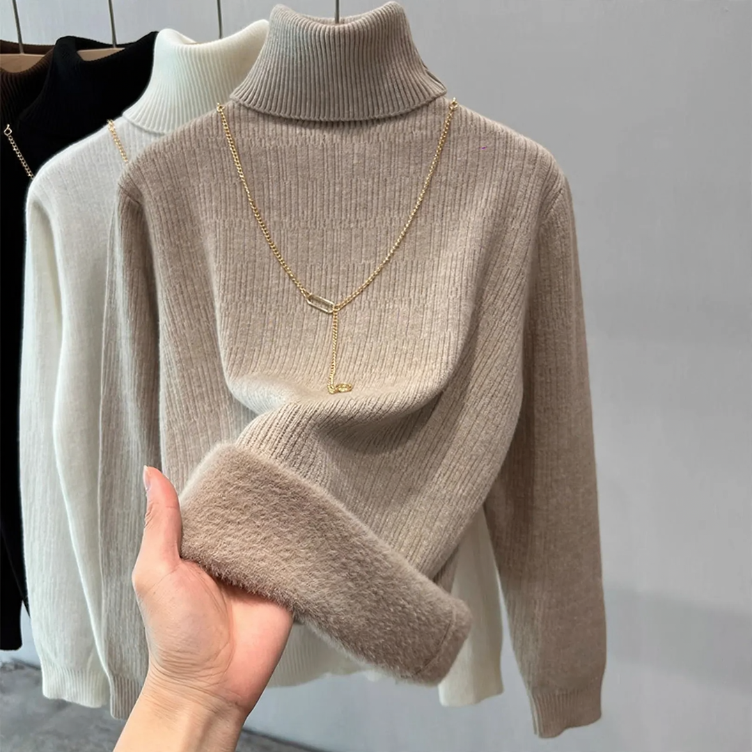 Women's base layer pullover with fleece lining