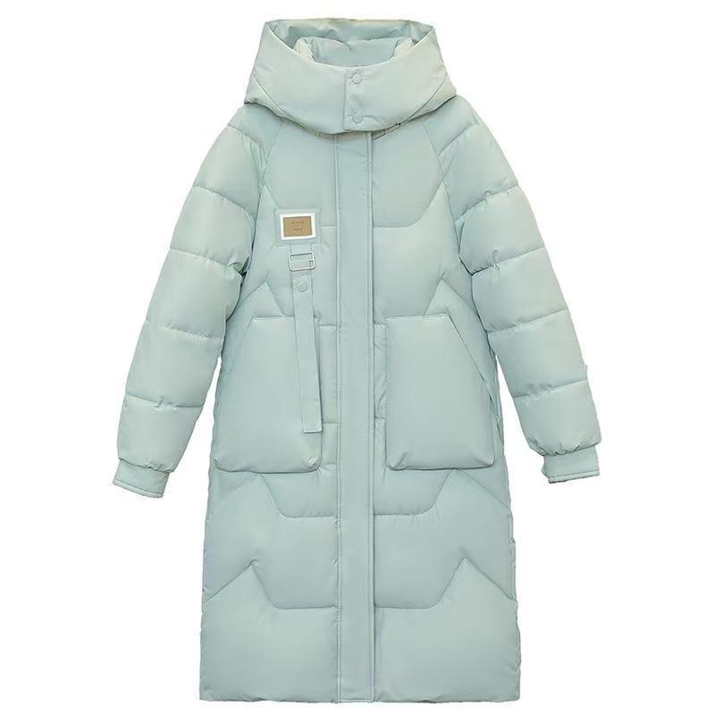 Long, padded winter coat with hood