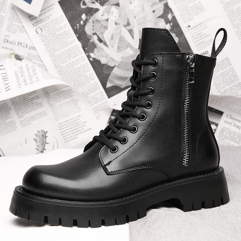 Men's ankle boots, padded, slip-resistant, with platform