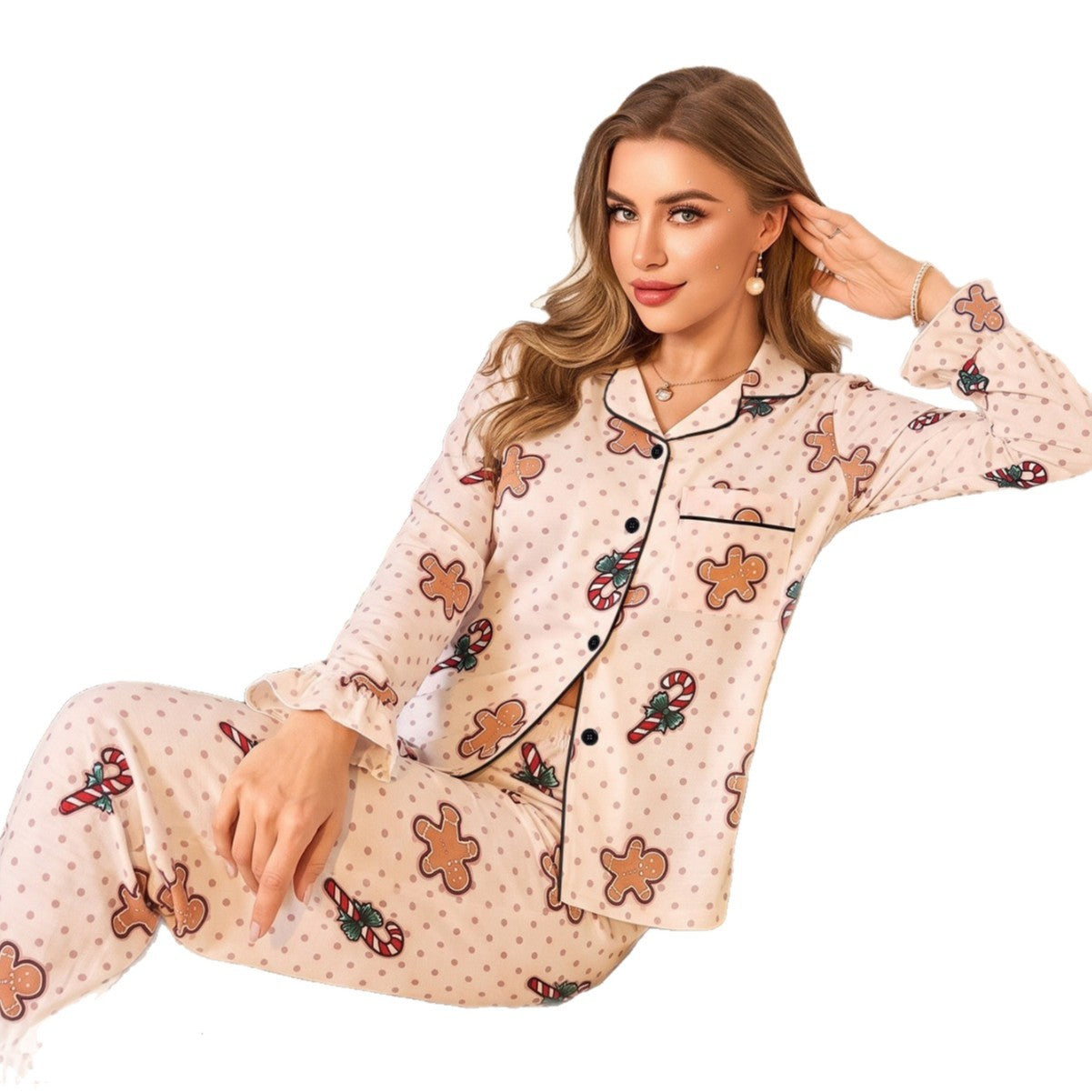 Women’s Pajama Set, polka-dotted, for the Christmas season