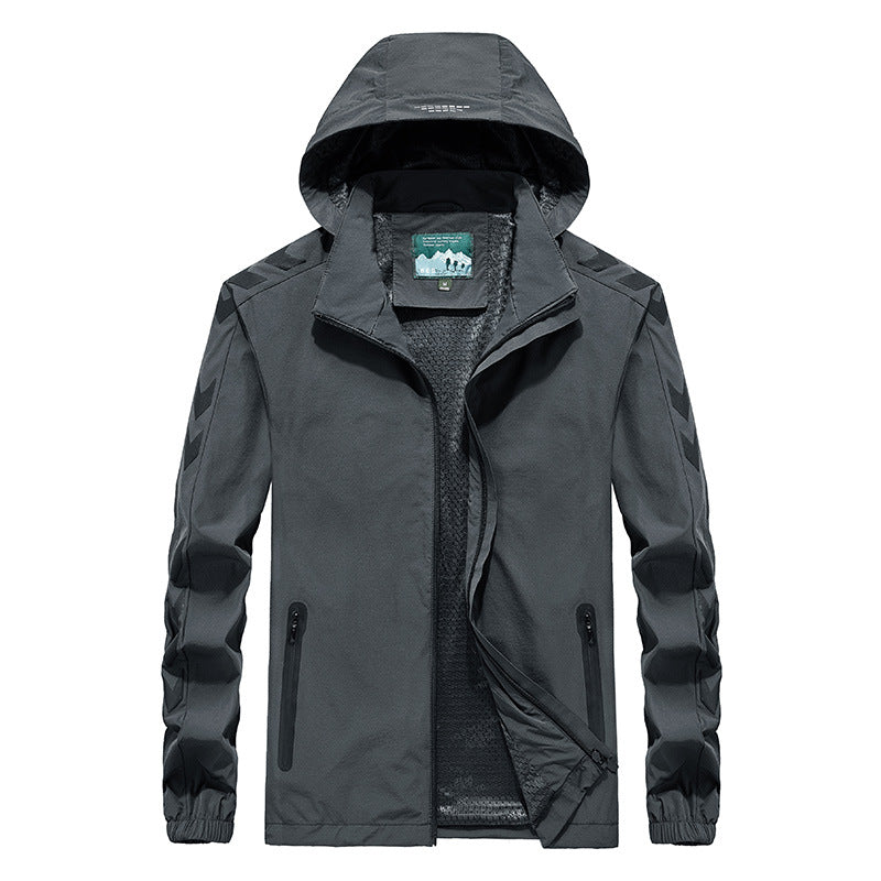 Men's Performance Softshell Jacket with Hood, Sealed Zippers and Reflective Sleeve Inserts Chichicherry