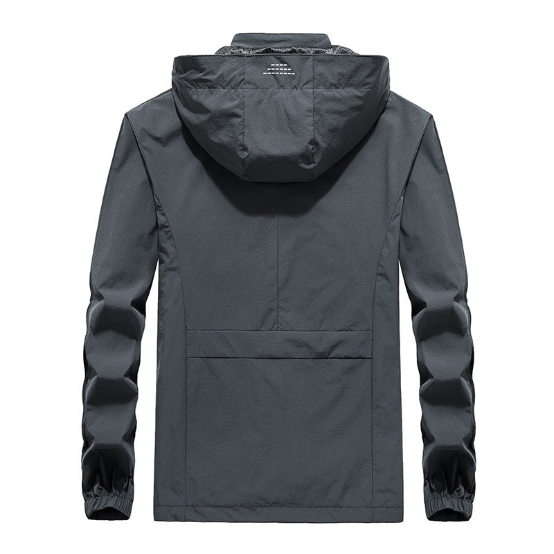 Men's Performance Softshell Jacket with Hood, Sealed Zippers and Reflective Sleeve Inserts Chichicherry